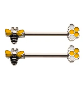 14G Honeycomb Bumblebee Nipple Rings Barbell