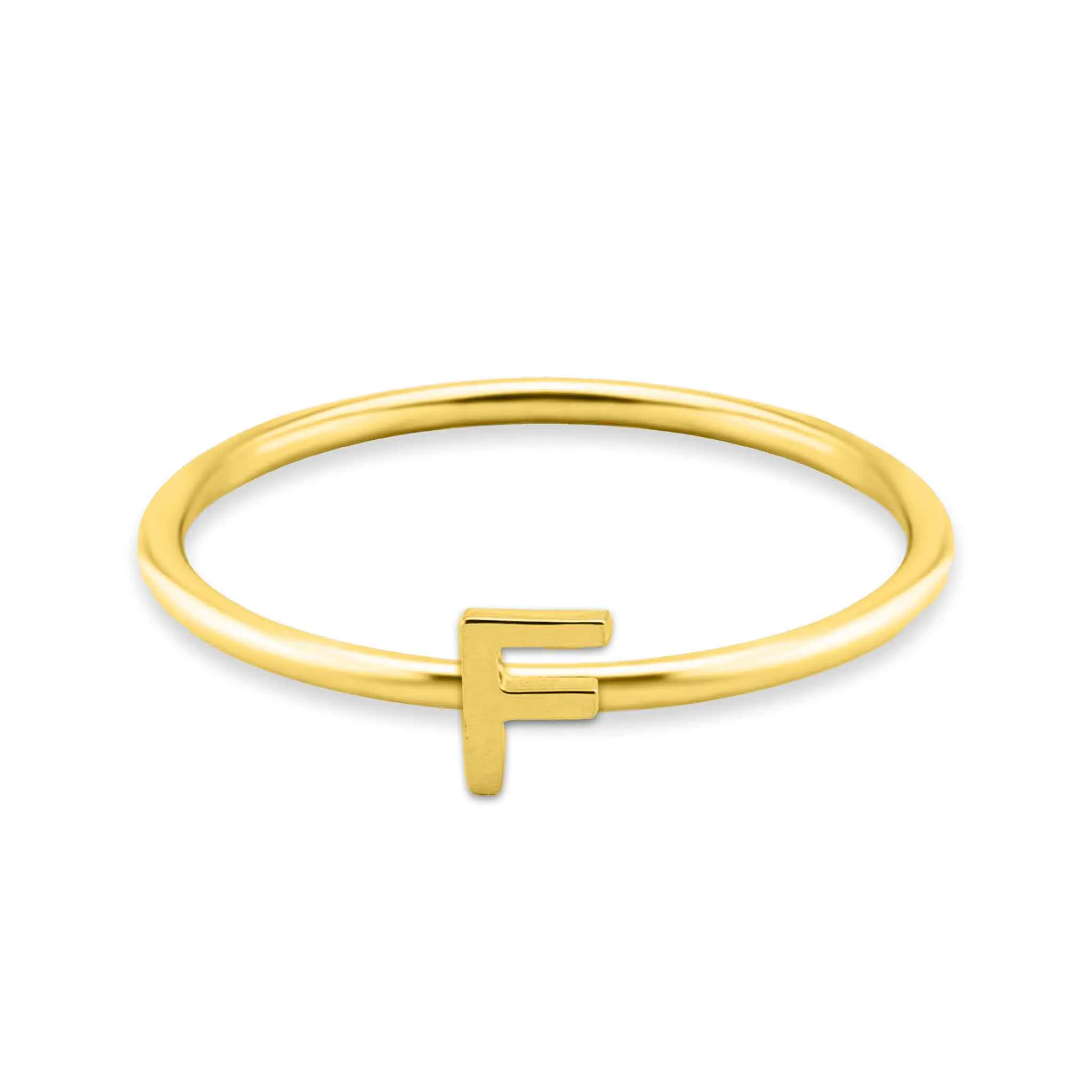 18k Gold PVD Coated Stainless Steel Initial Stacking Rings A-M / ZRJ9021