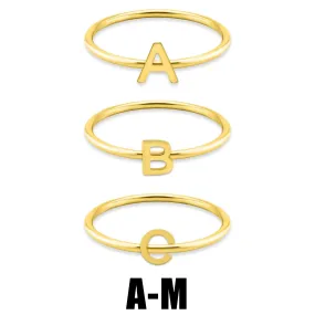 18k Gold PVD Coated Stainless Steel Initial Stacking Rings A-M / ZRJ9021