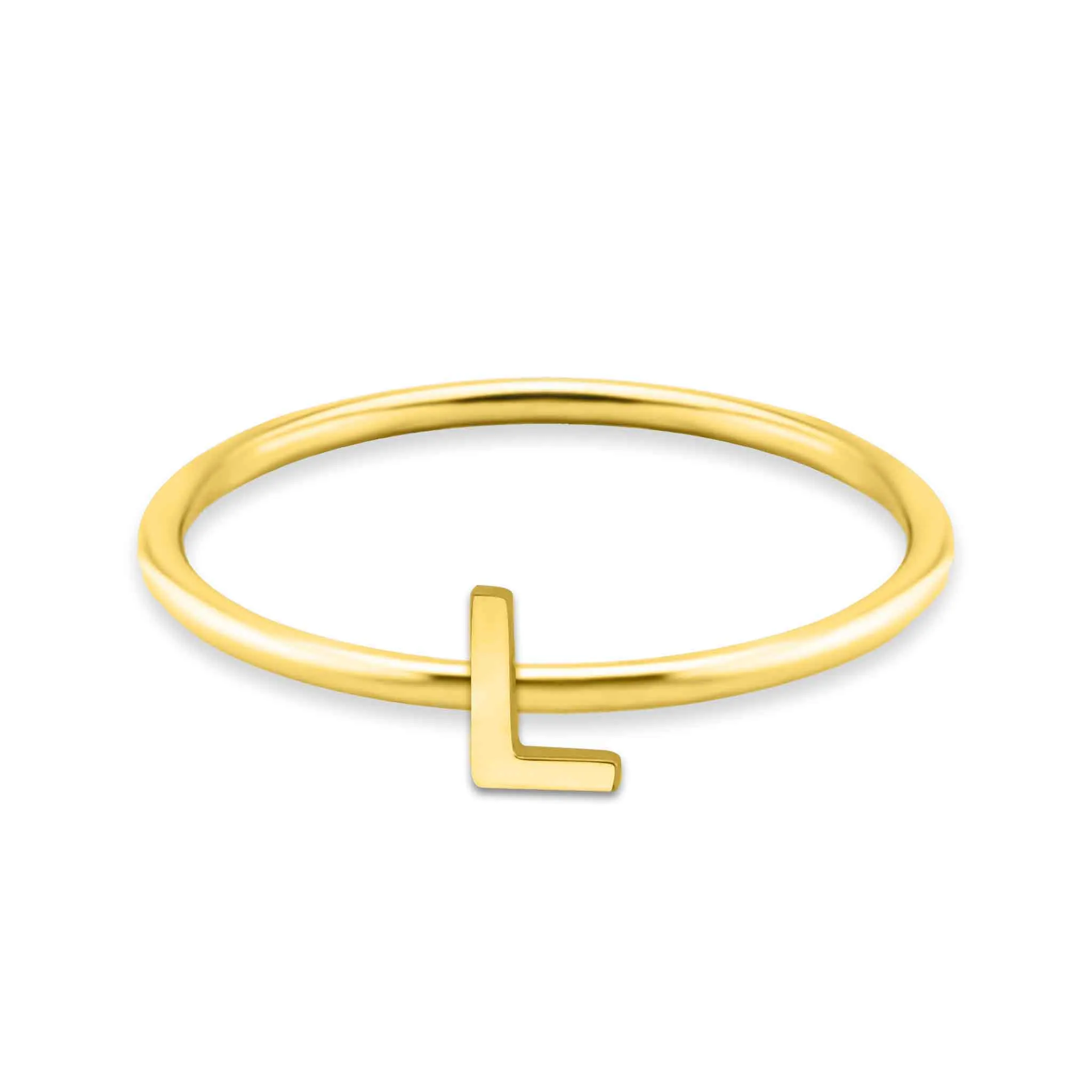 18k Gold PVD Coated Stainless Steel Initial Stacking Rings A-M / ZRJ9021