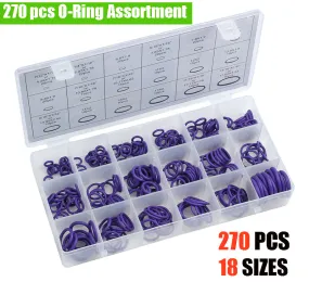 270 PCS O Rings Round Rubber Seal Universal Assortment Kit Plumbing Air Auto - #ORING-00270