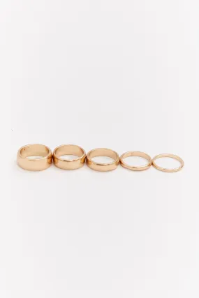 5 Pack Mixed Plain Rings Set