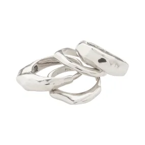 ASHER recycled rings 4-in-one set silver-plated