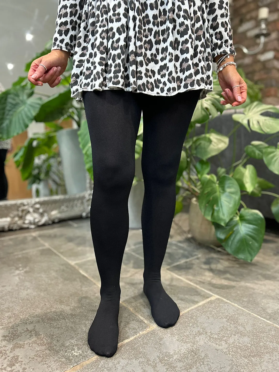 Black Fleece Lined Thermal Tights