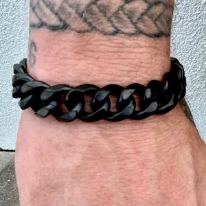 Bracelet - Diamond Cut Cuban Link - Classic - Matte Black - 1/2 wide - CB15