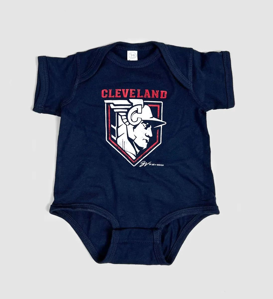 Cleveland Baseball Statue Navy Onesie