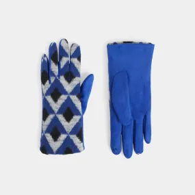 Diamond Pattern Touchscreen Gloves - Cobalt