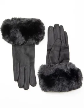 Faux Fur Gloves | Black