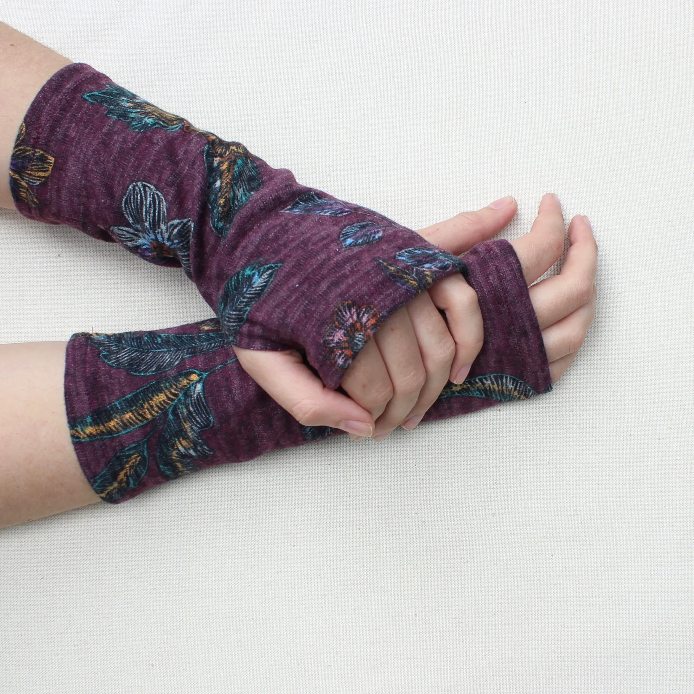 Heather Printed Jersey Fingerless Gloves