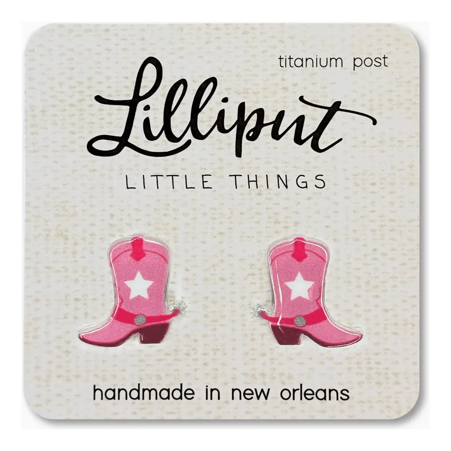 Lilliput Little Things Pink Cowgirl Boot Earrings