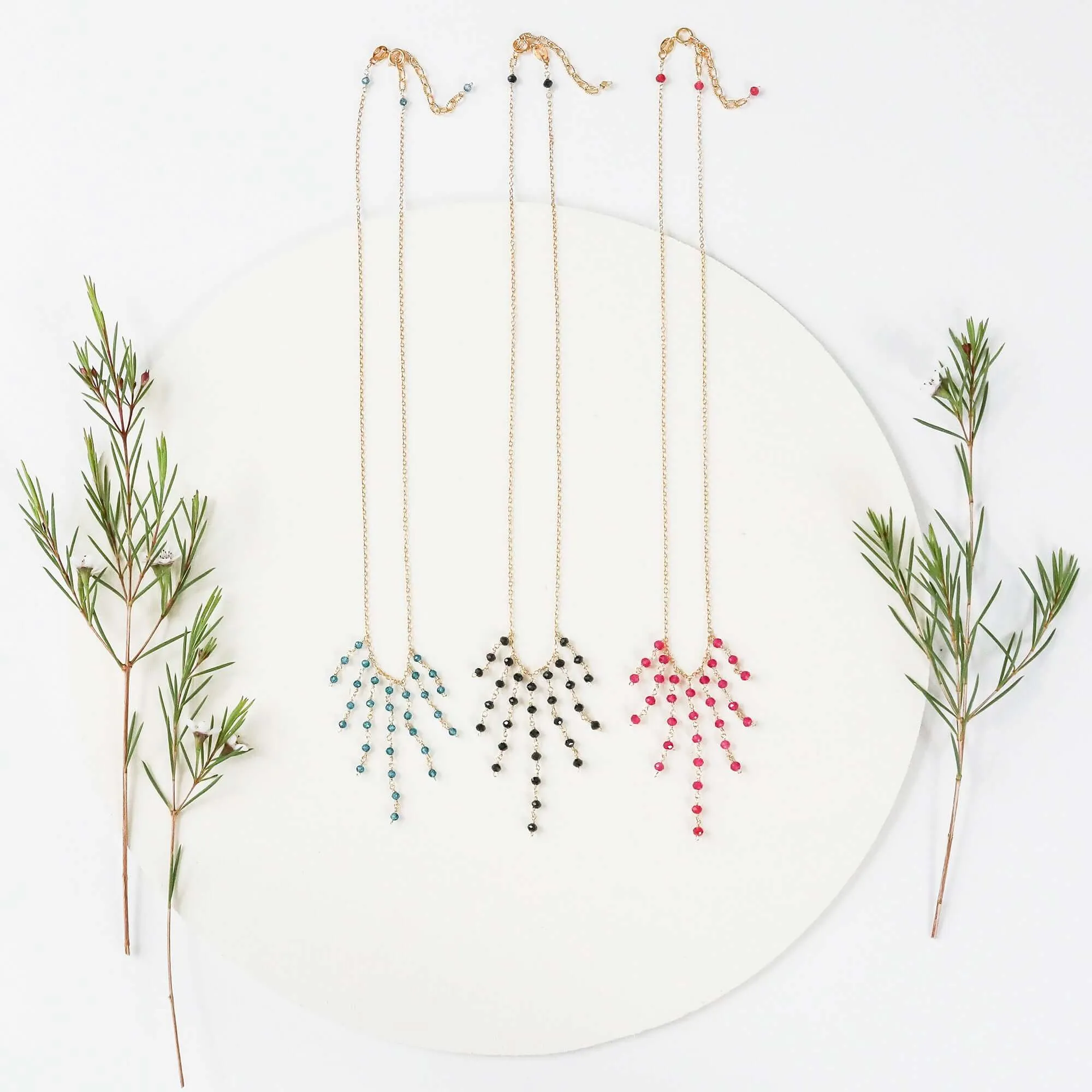 Mini Gemstone Fringe Necklaces