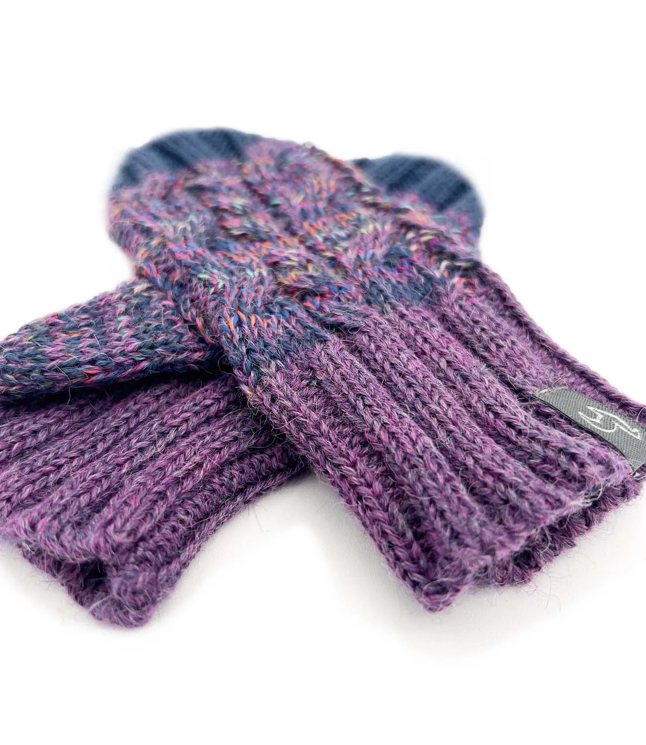 NEW! Kid's Alpaca Gloves - Braided - Violet Vortex