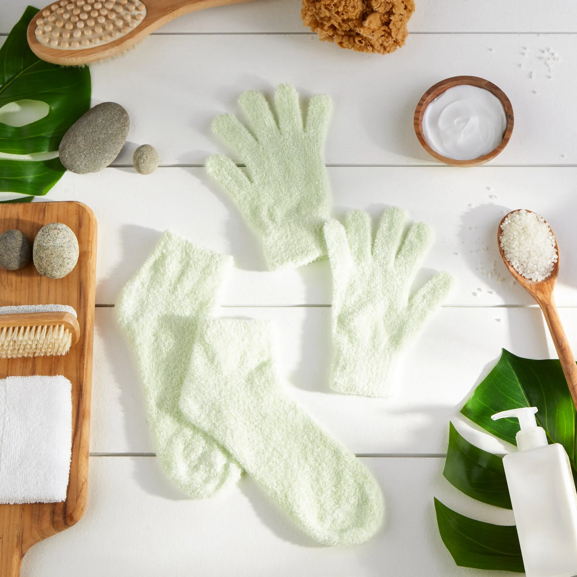 Spa Socks And Gloves Set - Aloe Infused - Mint