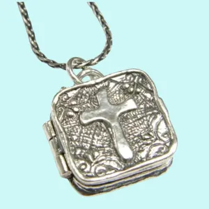 Sterling Silver Christian Necklace Cross Locket for woman