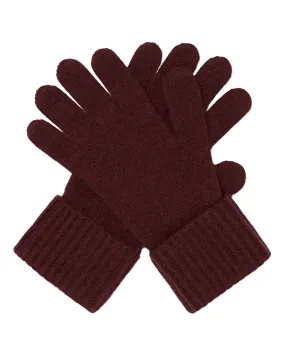 Women's Ribbed Cashmere Gloves Claret Red